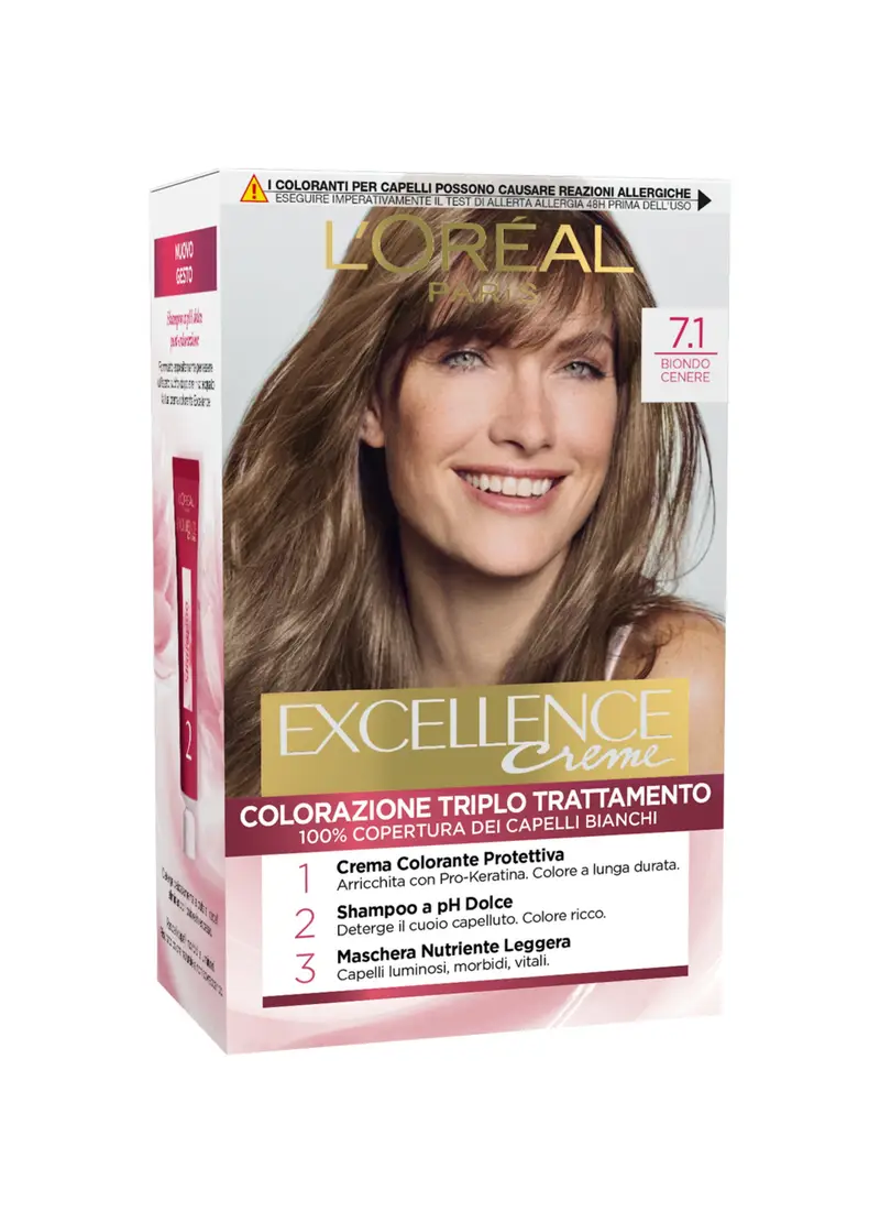 EXCELLENCE, L'oréal Paris Tinta Capelli Excellence, Copre I Capelli Bianchi, Colore Ricco, Luminoso E A Lunga Durata, 7.1 Biondo Cenere., Donna, 7.1 Biondo Cenere, Taglia: FASUL