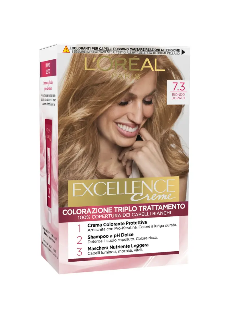EXCELLENCE, L'oréal Paris Tinta Capelli Excellence, Copre I Capelli Bianchi, Colore Ricco, Luminoso E A Lunga Durata, 7.3 Biondo Dorato., Donna, 7.3 Biondo Dorato, Taglia: FASUL