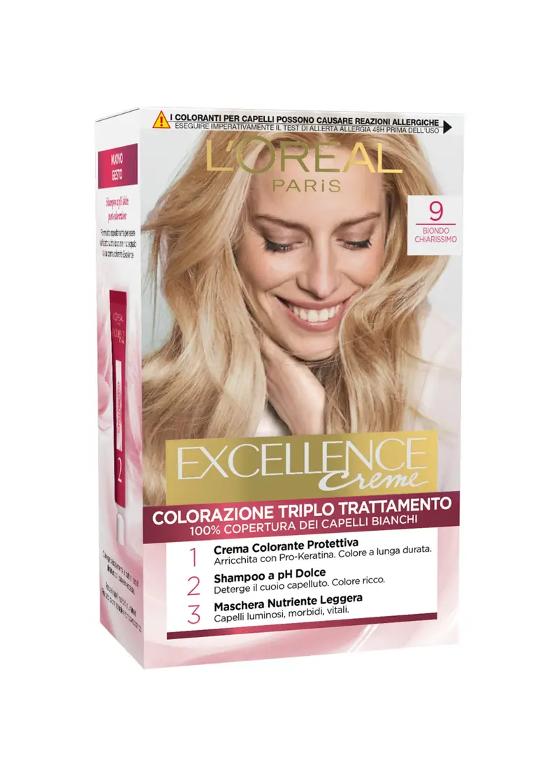 EXCELLENCE, L'oréal Paris Tinta Capelli Excellence, Copre I Capelli Bianchi, Colore Ricco, Luminoso E A Lunga Durata, 9 Biondo Chiarissimo., Donna, 9 Biondo Chiarissimo, Taglia: FASUL