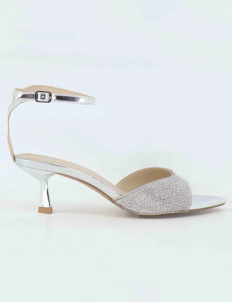 Sandali donna in strass argento con cinturino e tacco gioiello Donna U4700035358E 731-22