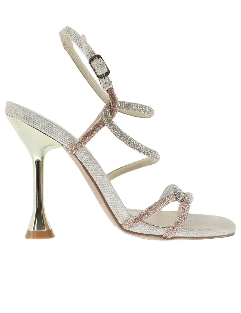 Sandali donna in strass oro e argento tacco alto Donna U470070167K7 710