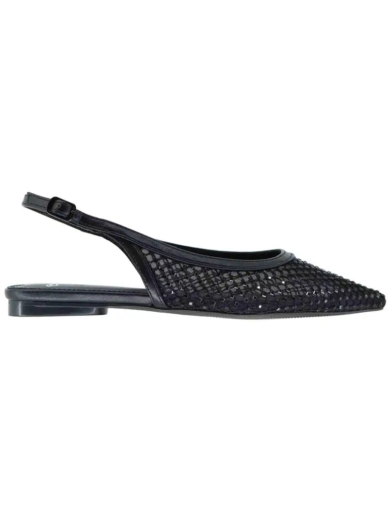 Exe Slingback donna in rete nera con strass e tacco basso Donna U47002221171 222