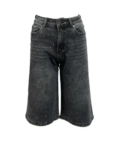 Jeans corto largo strass