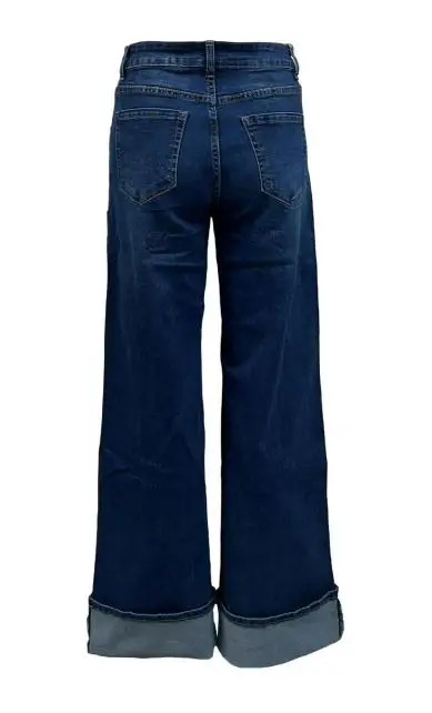 Jeans palazzo risvolto strass miniatura 2