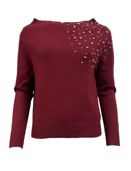 Maglione barca strass
