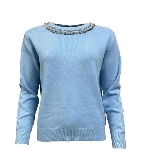 Maglione collo perle strass miniatura 2