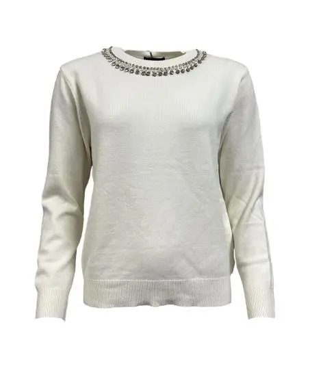 Maglione collo perle strass