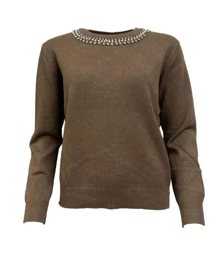 Maglione collo perle strass