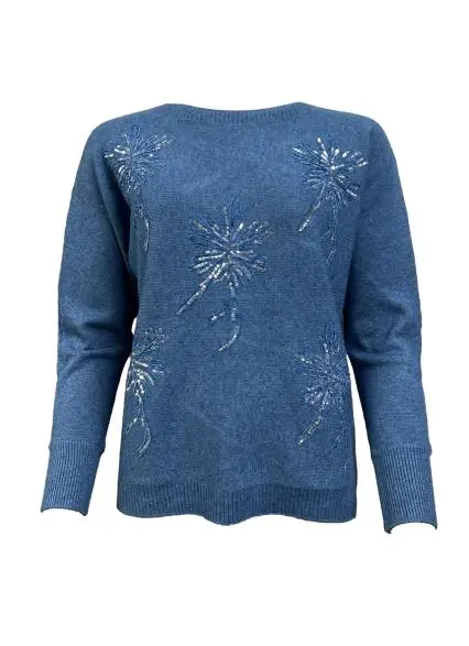 Maglione fiori strass miniatura 2