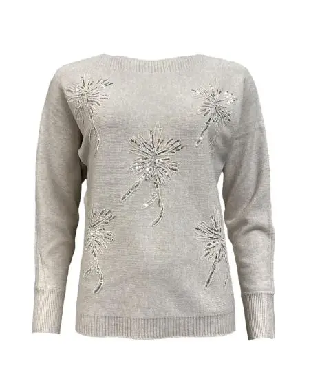 Maglione fiori strass