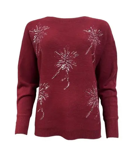 Maglione fiori strass
