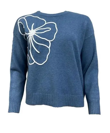 Maglione ricamo fiore dx miniatura 2