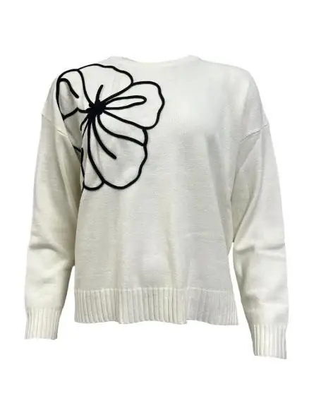 Maglione ricamo fiore dx miniatura 2