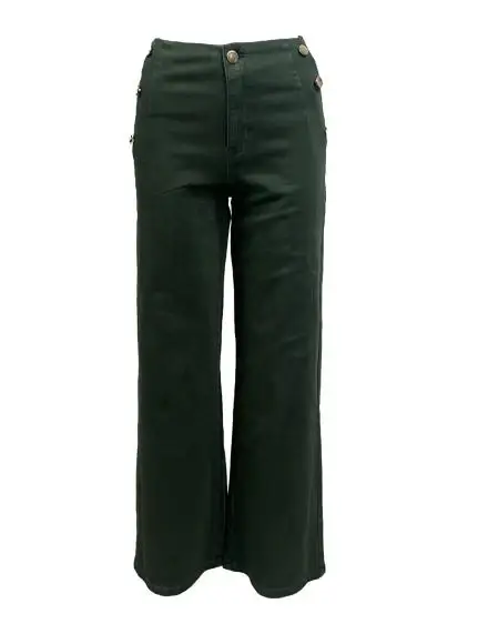 Pantalone colorato bottoni oro