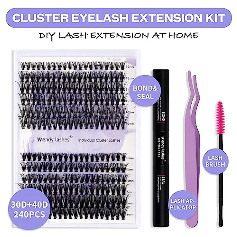 Extension Ciglia Ciuffetti Kit D Curl 0.07mm Cluster Lashes Kit FD18+B Mix 12-16mm DIY Estensioni Delle Ciglia Cluster Individuali Naturale Ciuffetti Ciglia Finte(FD18+B-D-DIY Lash Extension Kit) miniatura 3