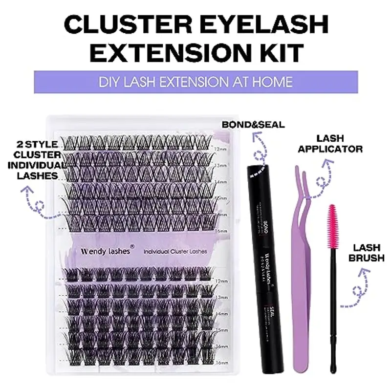 Extension Ciglia Ciuffetti Kit D Curl 0.07mm ZW07+C02 Cluster Lashes Kit 12-16mm DIY Kit Estensioni Ciglia Individuali miniatura 3