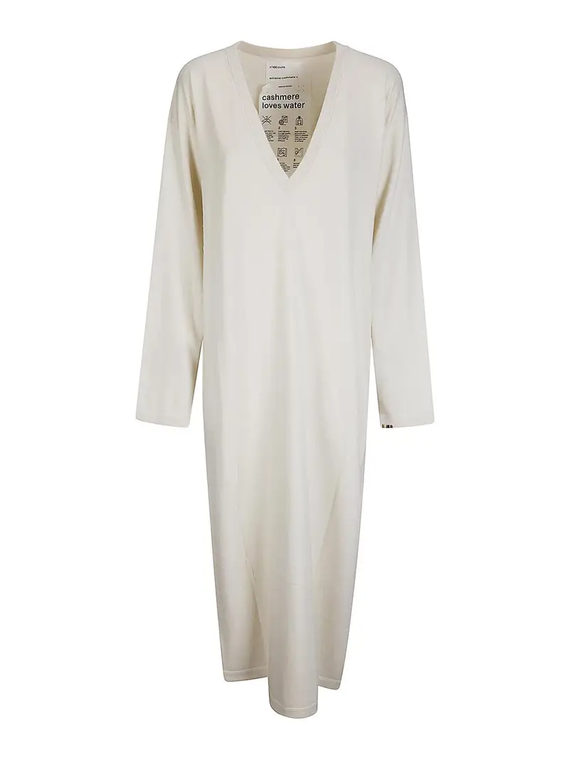 Vestito lungo in misto cashmere Bianco