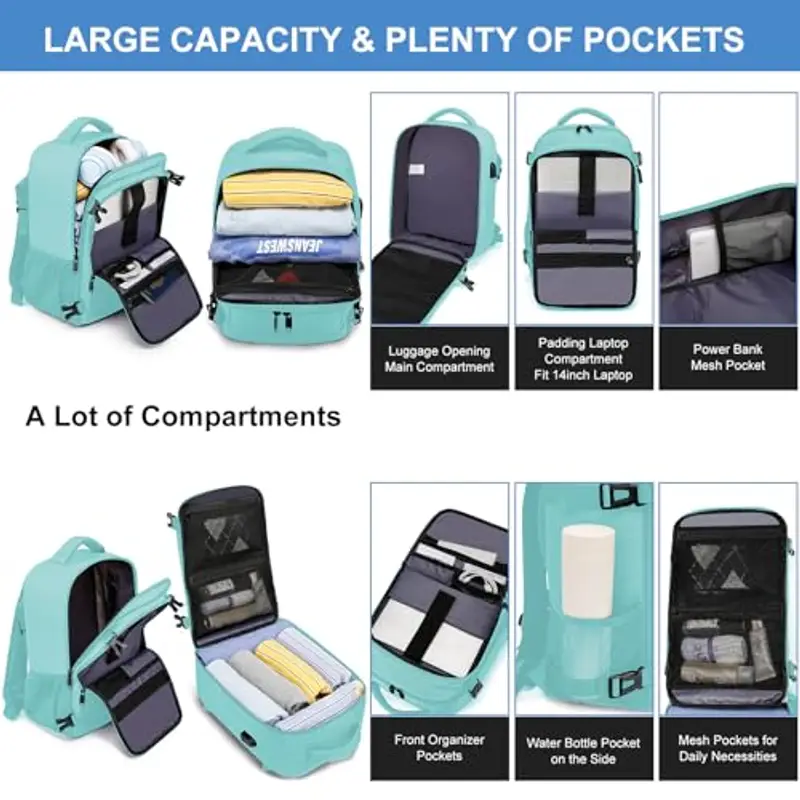 EZUOLA Zaino da viaggio Uomo Verde 1598863 miniatura 3