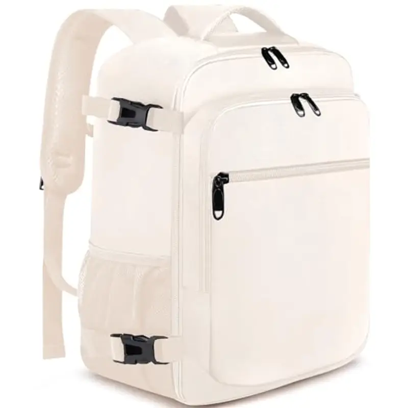 EZUOLA Zaino Ryanair 40x20x25 per Donna 20L Bagaglio a Mano Piccolo da Viaggio Aereo Casual 14 Pollici Porta PC Borsa da Cabina con Porta USB, Beige
