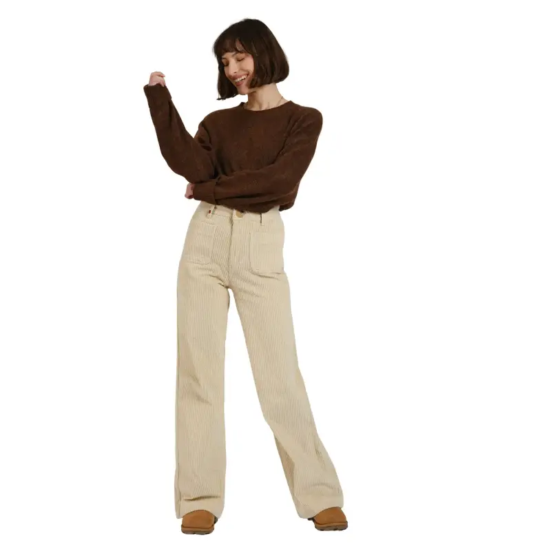 Jeans donna a gamba larga F A M Paris Fauve