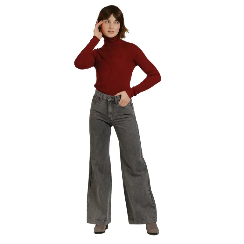 Jeans donna a gamba larga F A M Paris Fleure