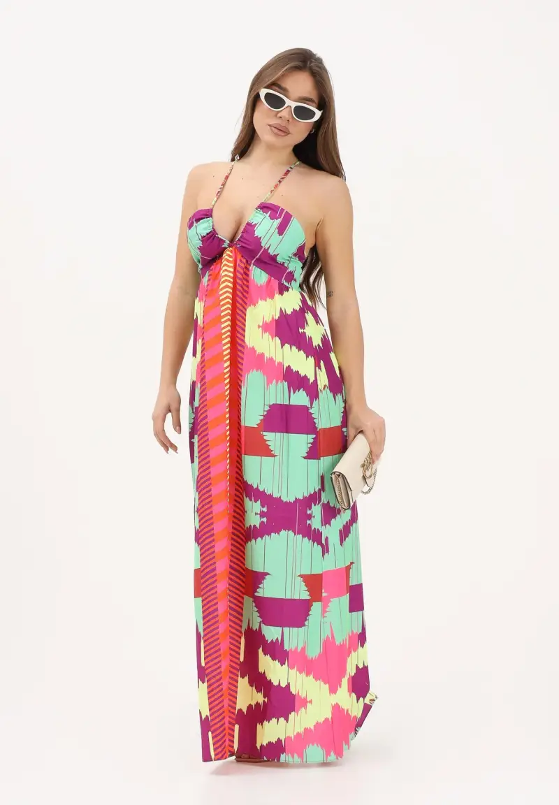 Abito lungo multicolore da donna miniatura 2