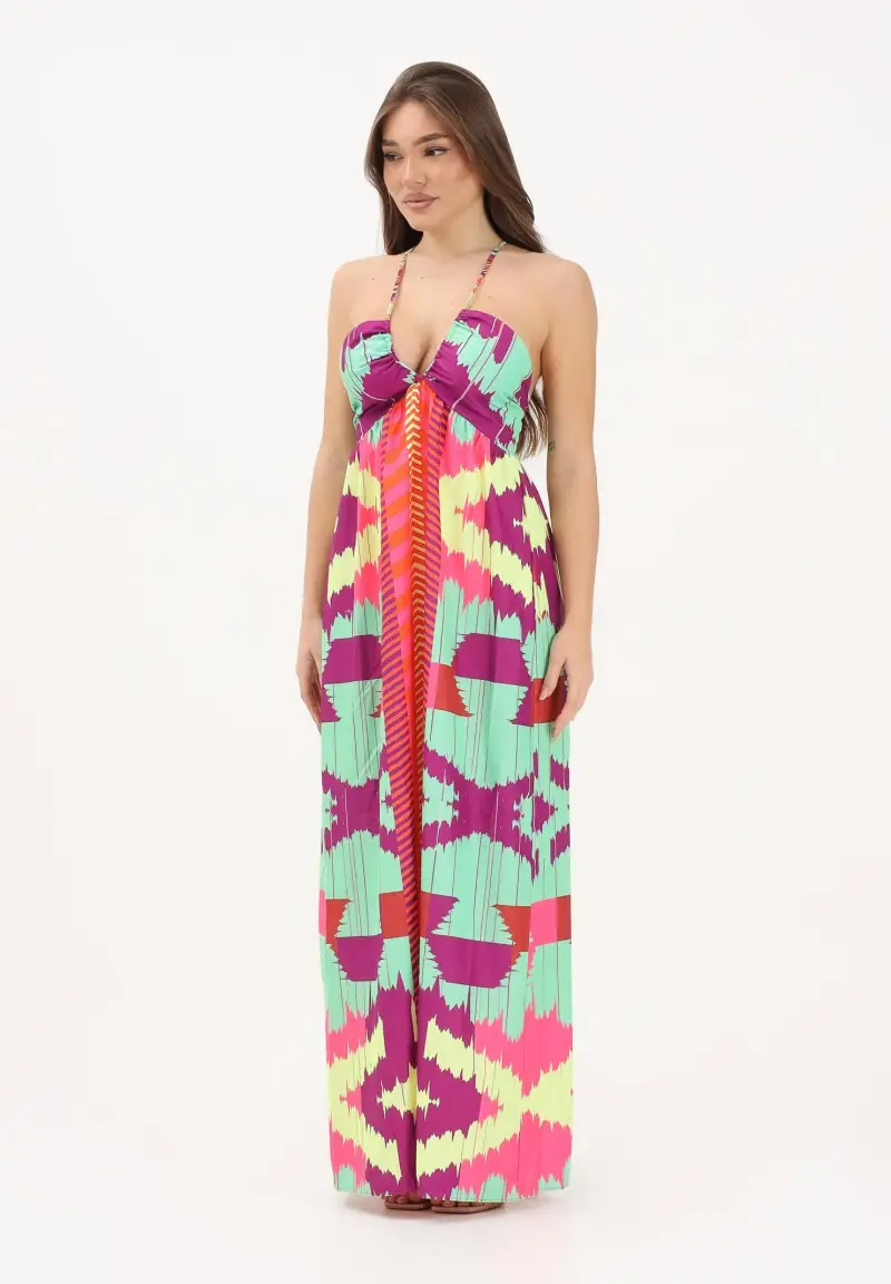 Abito lungo multicolore da donna