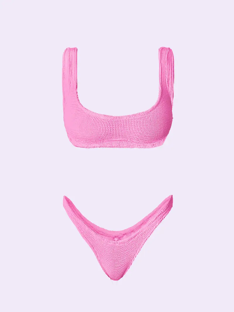 Bikini Donna F**K Crazy Top con Slip Americano Fisso Rosa SW0401-PK miniatura 3