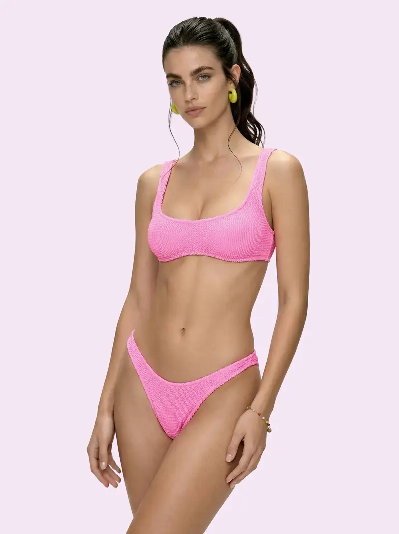 Bikini Donna F**K Crazy Top con Slip Americano Fisso Rosa SW0401-PK