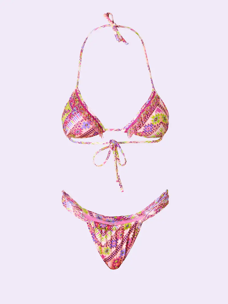 Bikini Donna F**K Crazy Triangolo con Slip Brasiliano Fisso Fantasia S miniatura 3