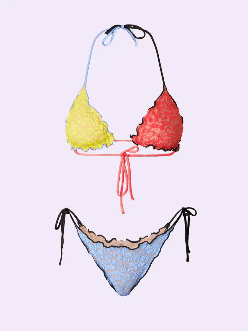 Bikini Donna F**K Crazy Triangolo con Slip Regolabile Celeste SW0312-C miniatura 3