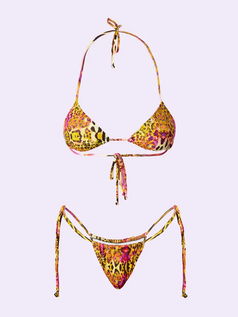 Bikini Donna F**K Crazy Triangolo con Slip Regolabile Fantasia SW0712 miniatura 3