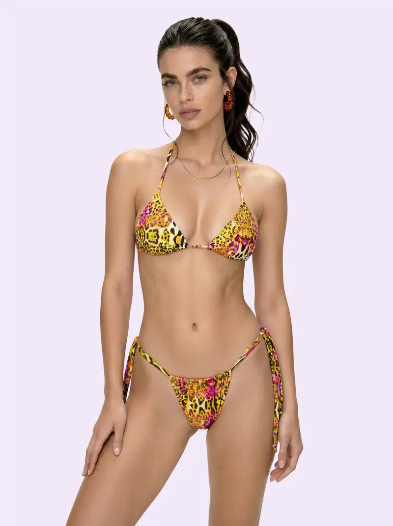 Bikini Donna F**K Crazy Triangolo con Slip Regolabile Fantasia SW0712