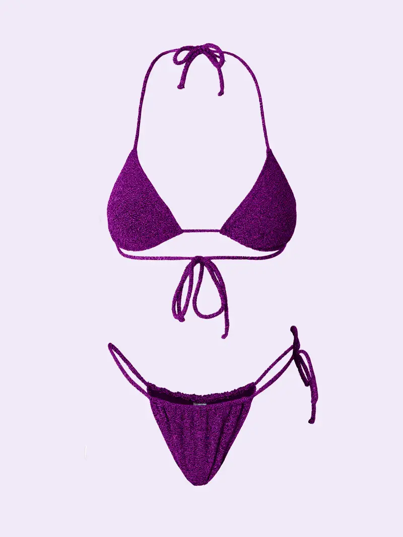 Bikini Donna F**K Crazy Triangolo con Slip Regolabile Fucsia SW0520-FX miniatura 3