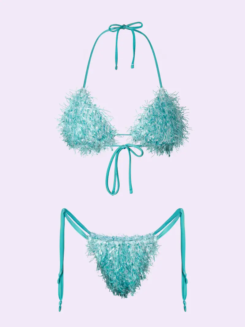 Bikini Donna F**K Crazy Triangolo con Slip Regolabile Petrolio SW0730 miniatura 3