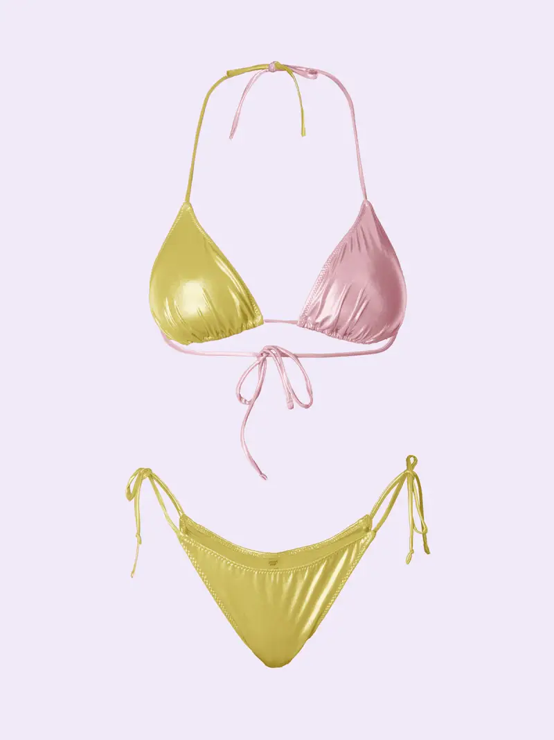 Bikini Donna F**K Crazy Triangolo con Slip Regolabile Verde SW0510-GN miniatura 3