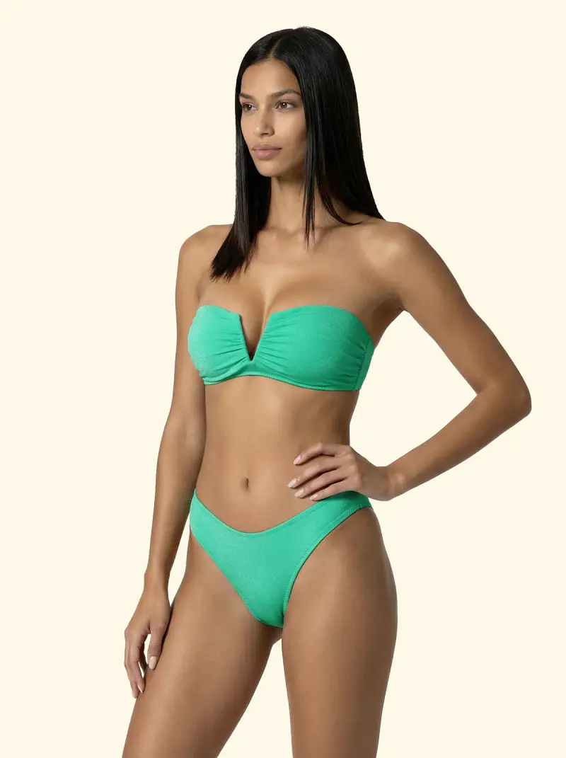 Bikini Donna F**K Fascia a V con Ferretto e Slip Americano Fisso Verde