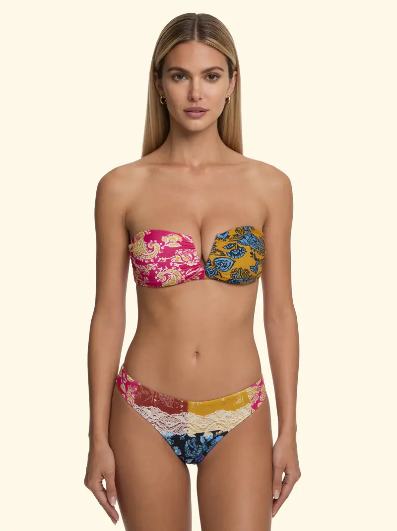 Bikini Donna F**K Fascia a V con Slip Fisso Fantasia SW2204-X45