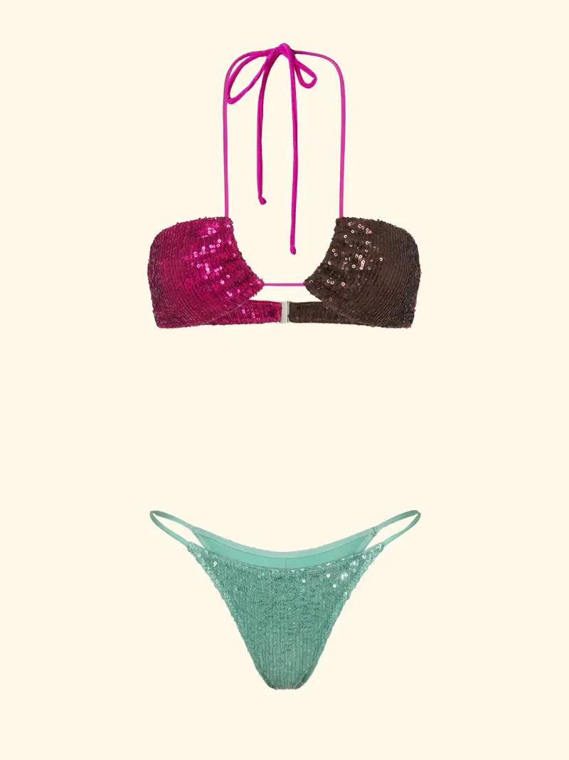 Bikini Donna F**K Fascia con Slip Regolabile Verde Acqua SW0241-AQ miniatura 3