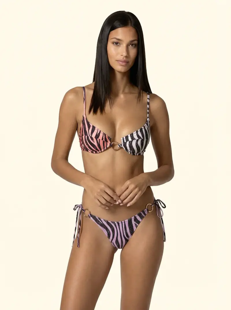 Bikini Donna F**K Reggiseno con Ferretto e Slip Americano regolabile F