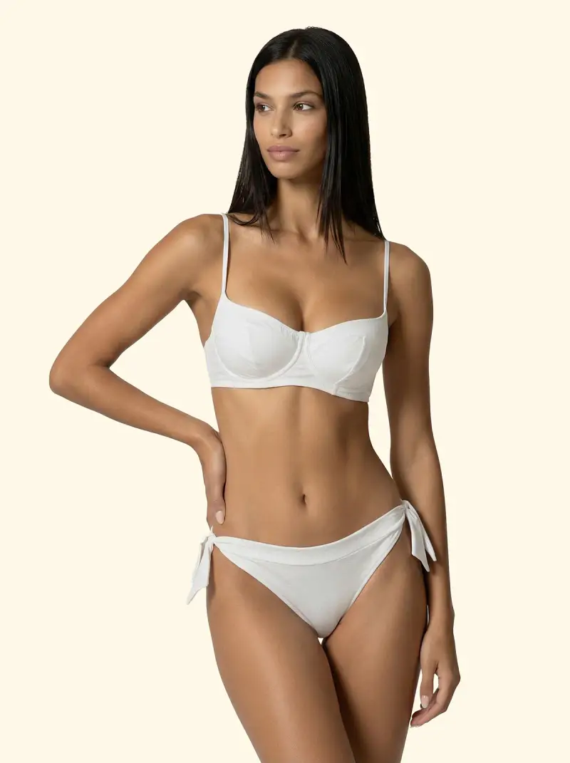 Bikini Donna F**K Reggiseno con Ferretto e Slip Regolabile Bianco SW18