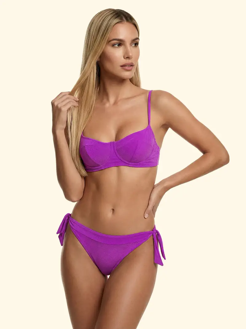 Bikini Donna F**K Reggiseno con Ferretto e Slip Regolabile Viola SW180