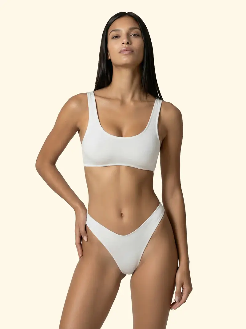 Bikini Donna F**K Top con Slip Americano Fisso Bianco SW1807-WH