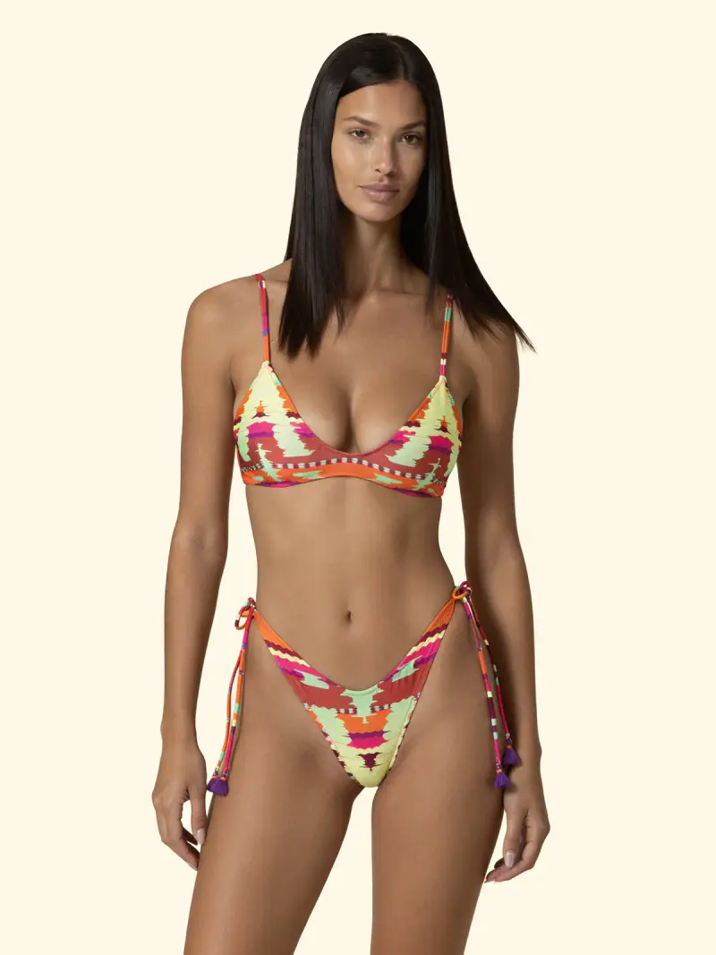 Bikini Donna F**K Top Fisso con Slip Americano Regolabile Fantasia SW0