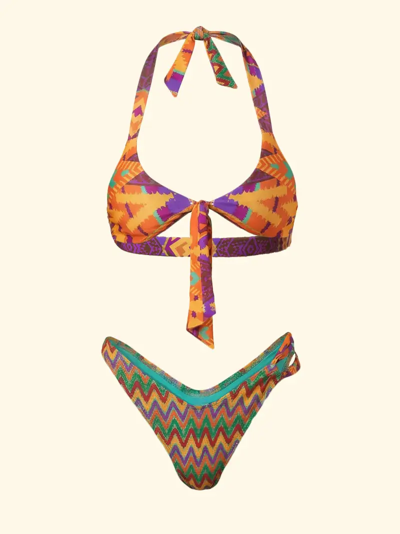 Bikini Donna F**K Top Regolabile con Slip Americano Fisso Fantasia SW0 miniatura 3