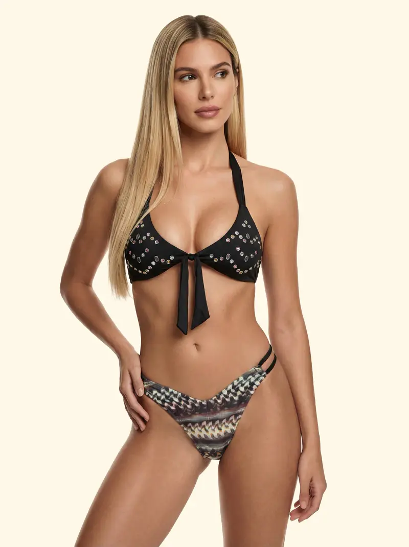 Bikini Donna F**K Top regolabile con Slip Americano Fisso Fantasia SW0