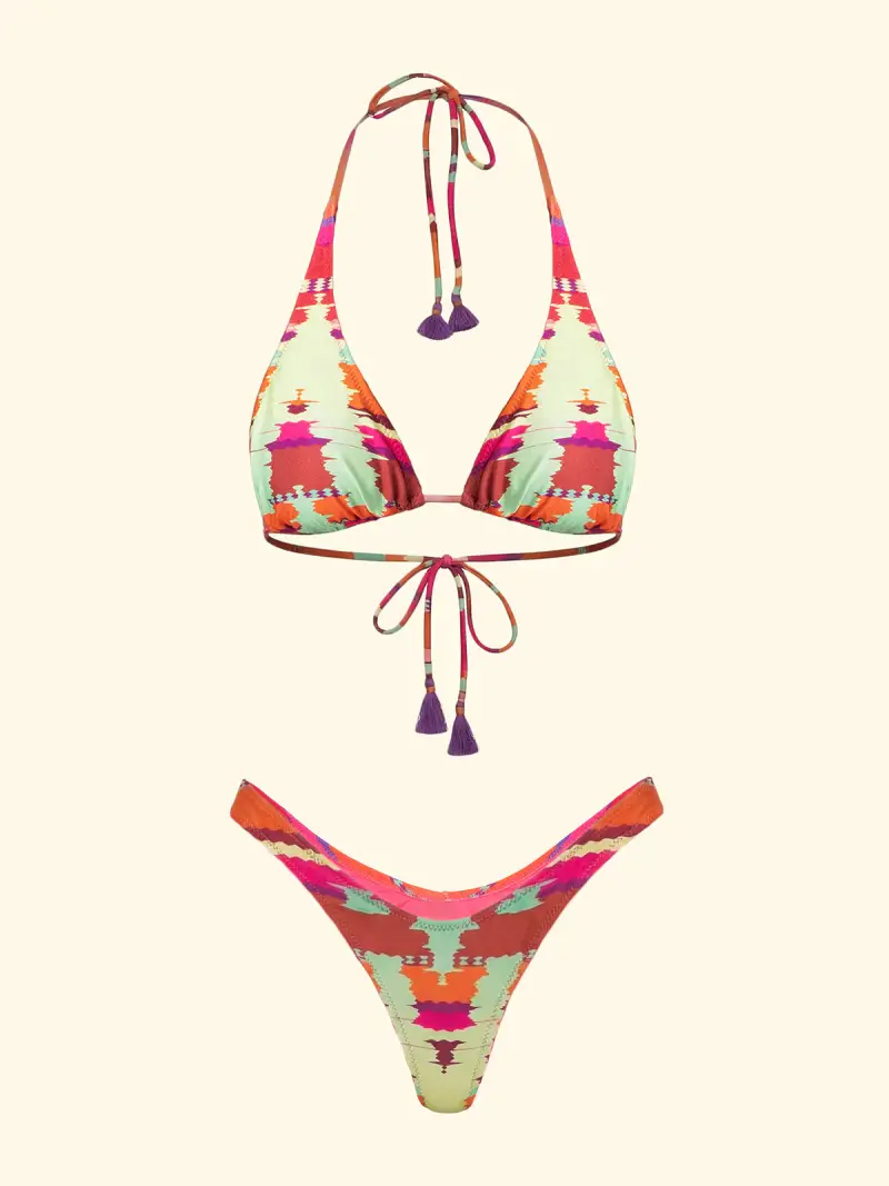 Bikini Donna F**K Triangolo Alto con Slip Americano Fisso Fantasia SW0 miniatura 3