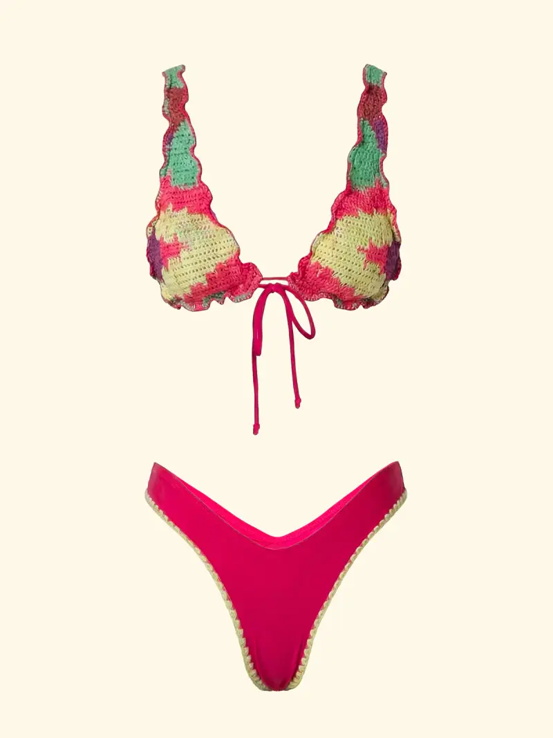 Bikini Donna F**K Triangolo Alto con Slip Americano Fisso Fantasia SW0 miniatura 3