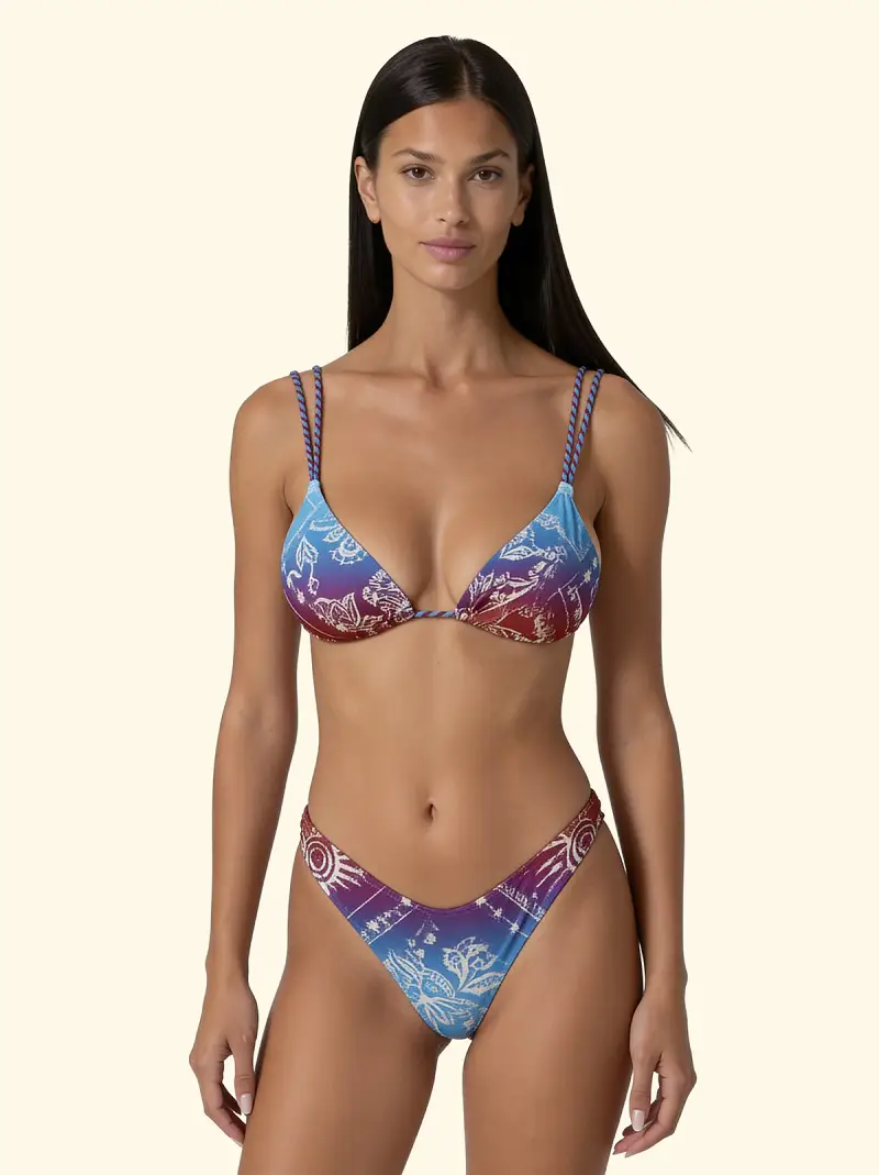 Bikini Donna F**K Triangolo con Slip Americano fisso Fantasia SW0440-X