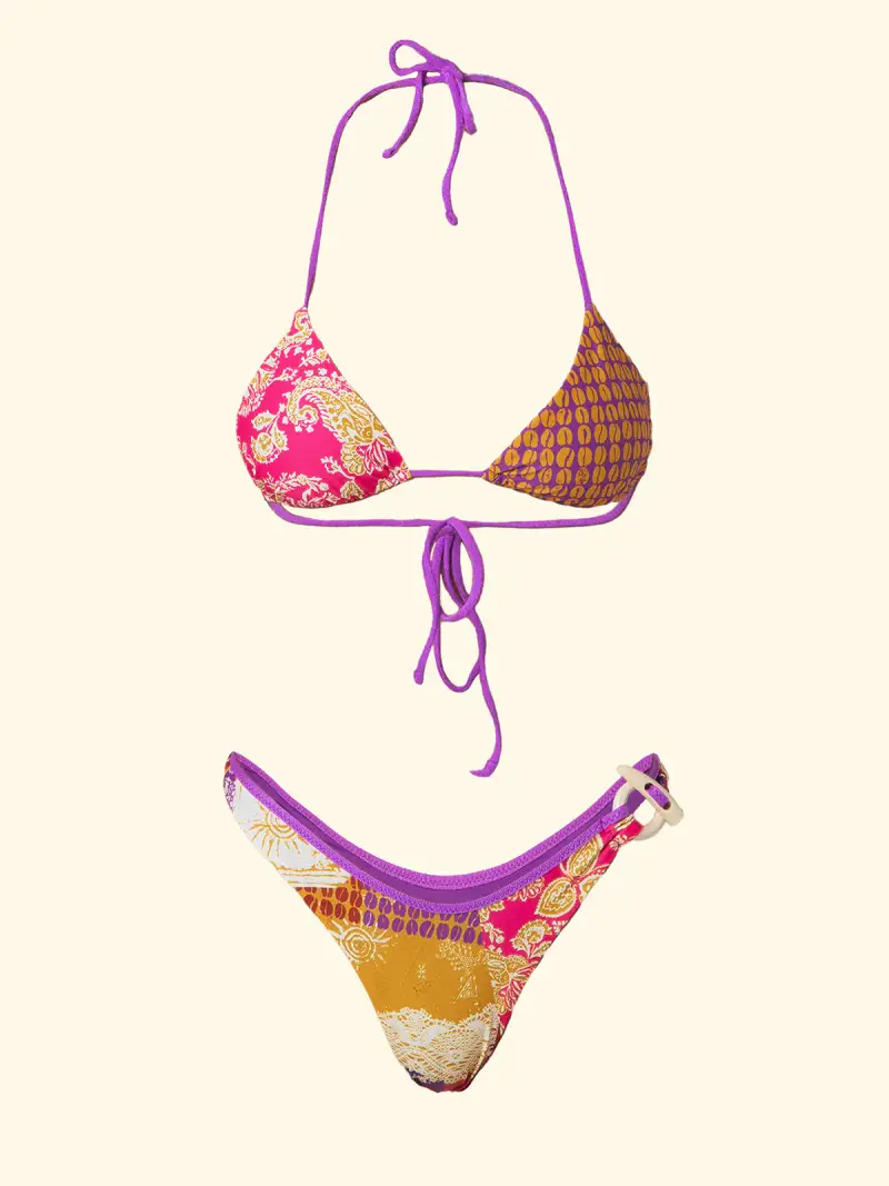 Bikini Donna F**K Triangolo con Slip Americano Fisso Fantasia SW0471-X miniatura 3